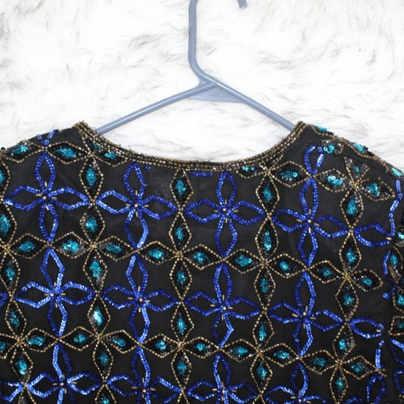 SOLD VTG Stenay Silk Sequin Beaded Evening Jacket - Picture 6 of 8